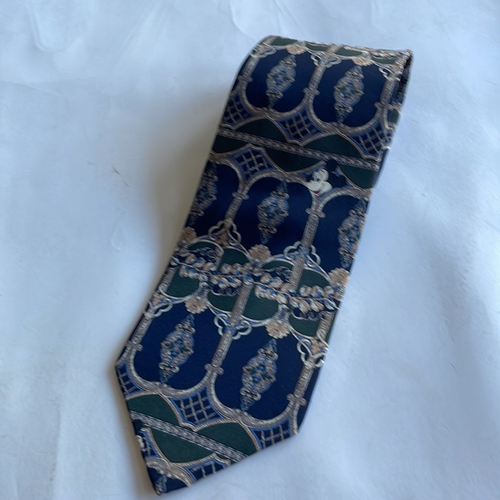 Mickey Mouse hidden in print silk neck tie